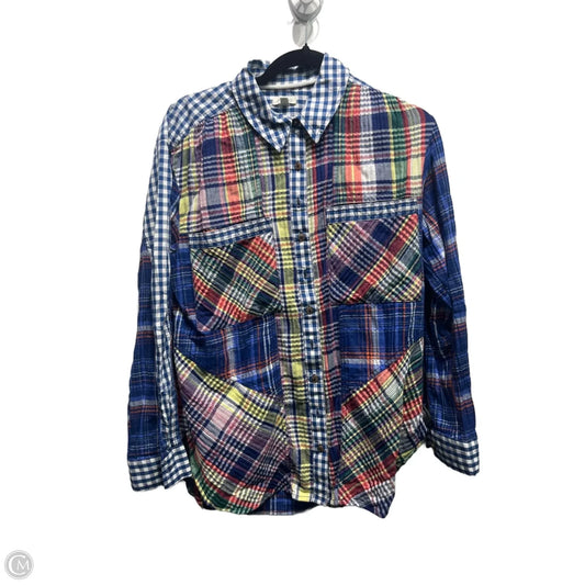 Top Long Sleeve By Pilcro In Blue & Red, Size: M