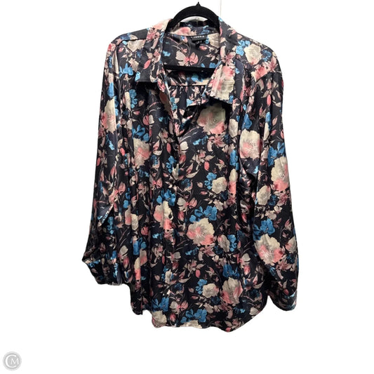 Blouse Long Sleeve By Torrid In Blue & Pink, Size: 3x