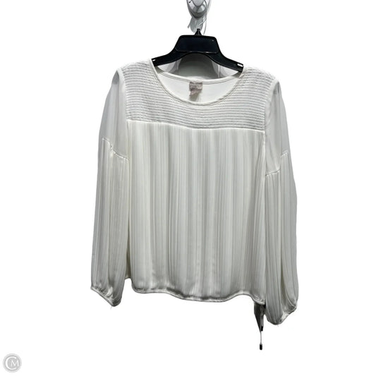 Blouse Long Sleeve By Chicos In White, Size: M