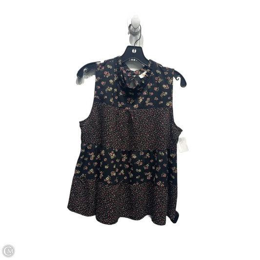 Top Sleeveless By Monteau In Black & Orange, Size: Xl
