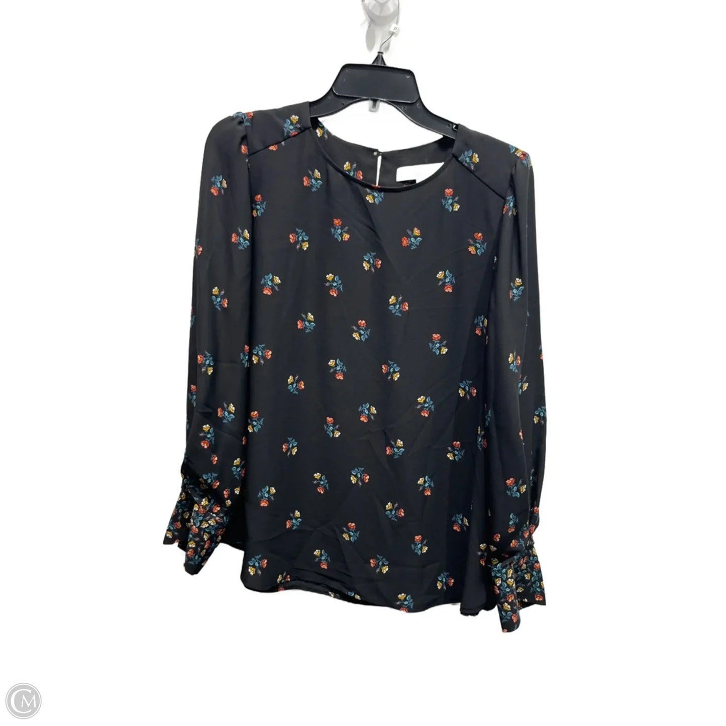 Top Long Sleeve By Loft In Black & Blue, Size: L