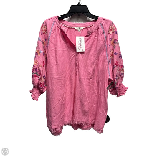 Top Short Sleeve By Umgee In Pink, Size: M