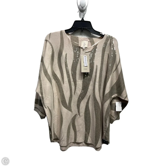 Sweater By Sioni In Cream & Green, Size: 1x