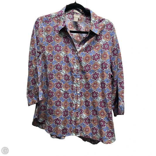 Top Long Sleeve By Chicos In Blue & Pink, Size: Xl