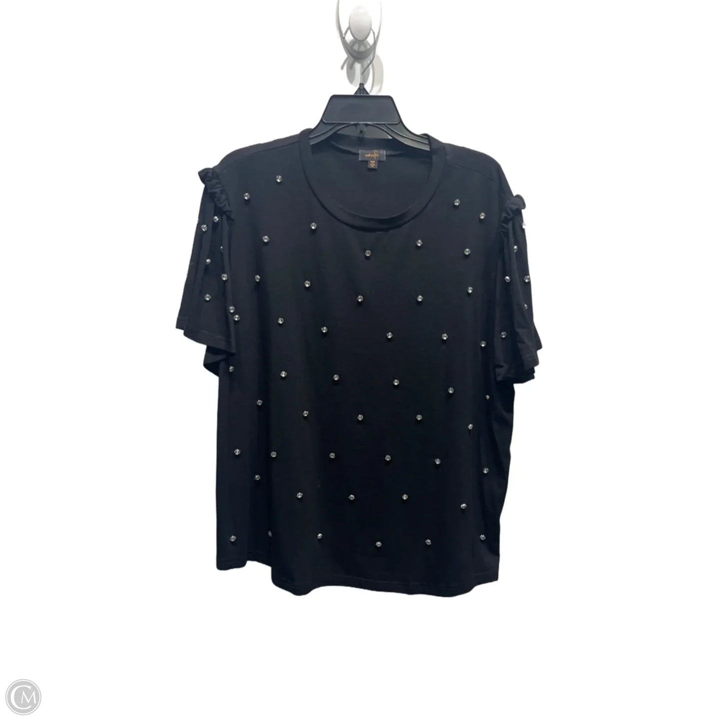 Top Short Sleeve By Ontwelfth In Black & Silver, Size: 2x