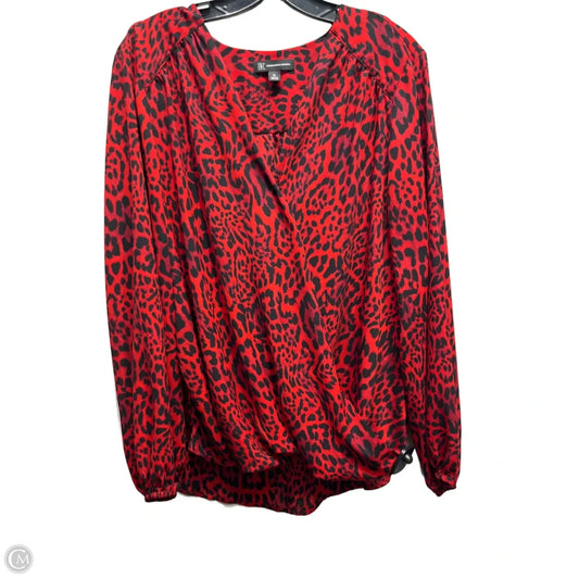 Top Long Sleeve By Inc In Black & Red, Size: Xl