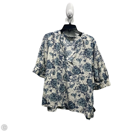 Top Short Sleeve By Caslon In Blue & White, Size: Xl