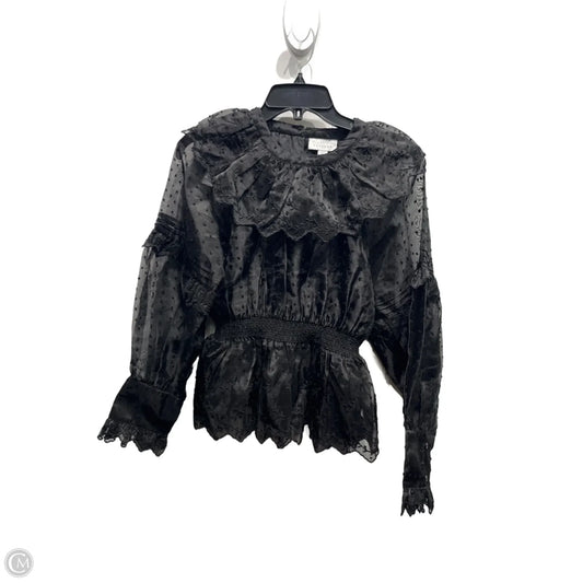 Blouse Long Sleeve By Topshop In Black, Size: 4