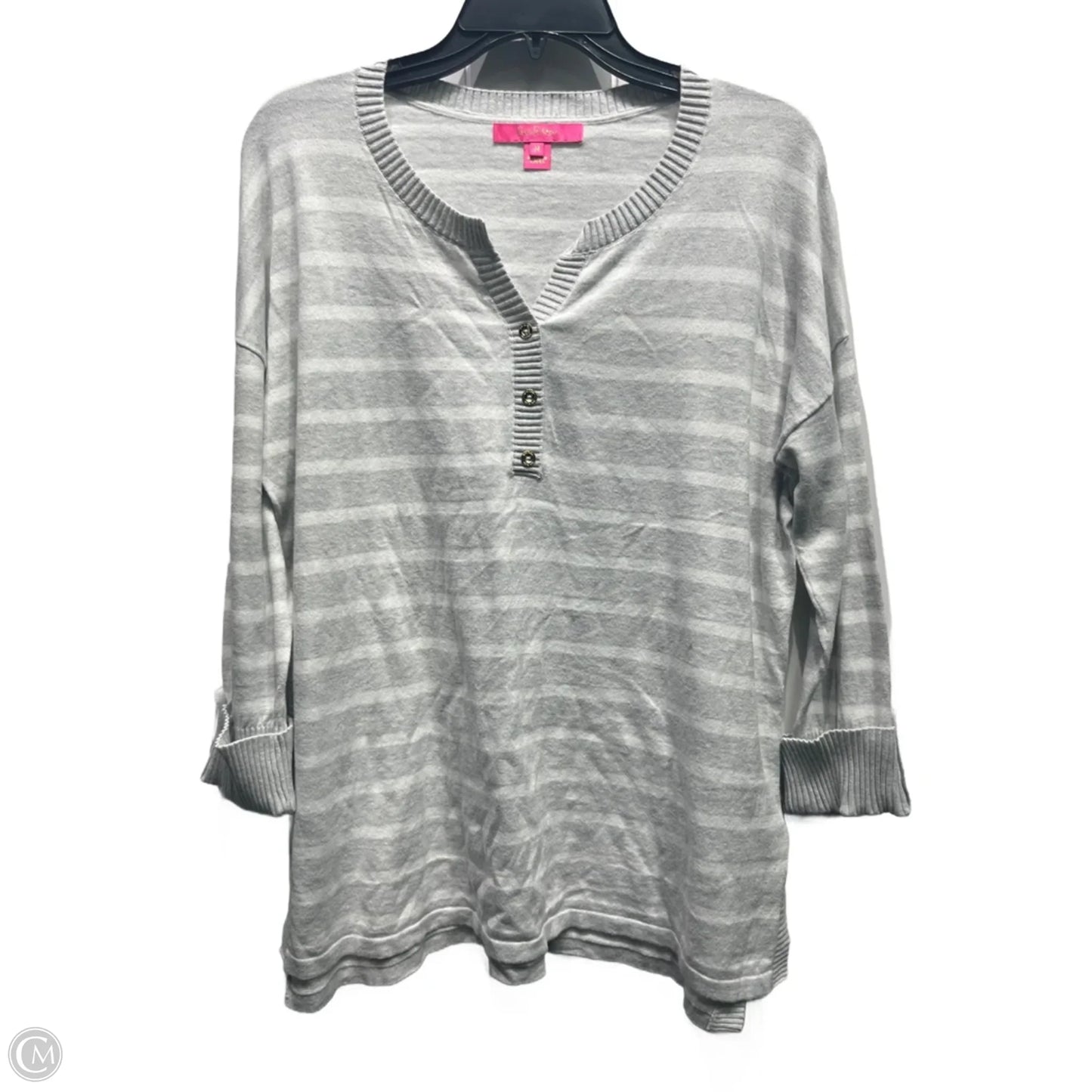 Sweater Designer By Lilly Pulitzer In Grey & White, Size: M
