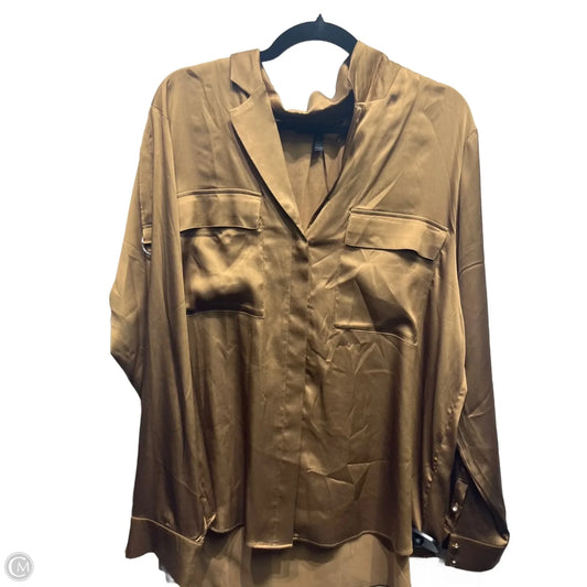 Blouse Long Sleeve By White House Black Market In Tan, Size: Xl