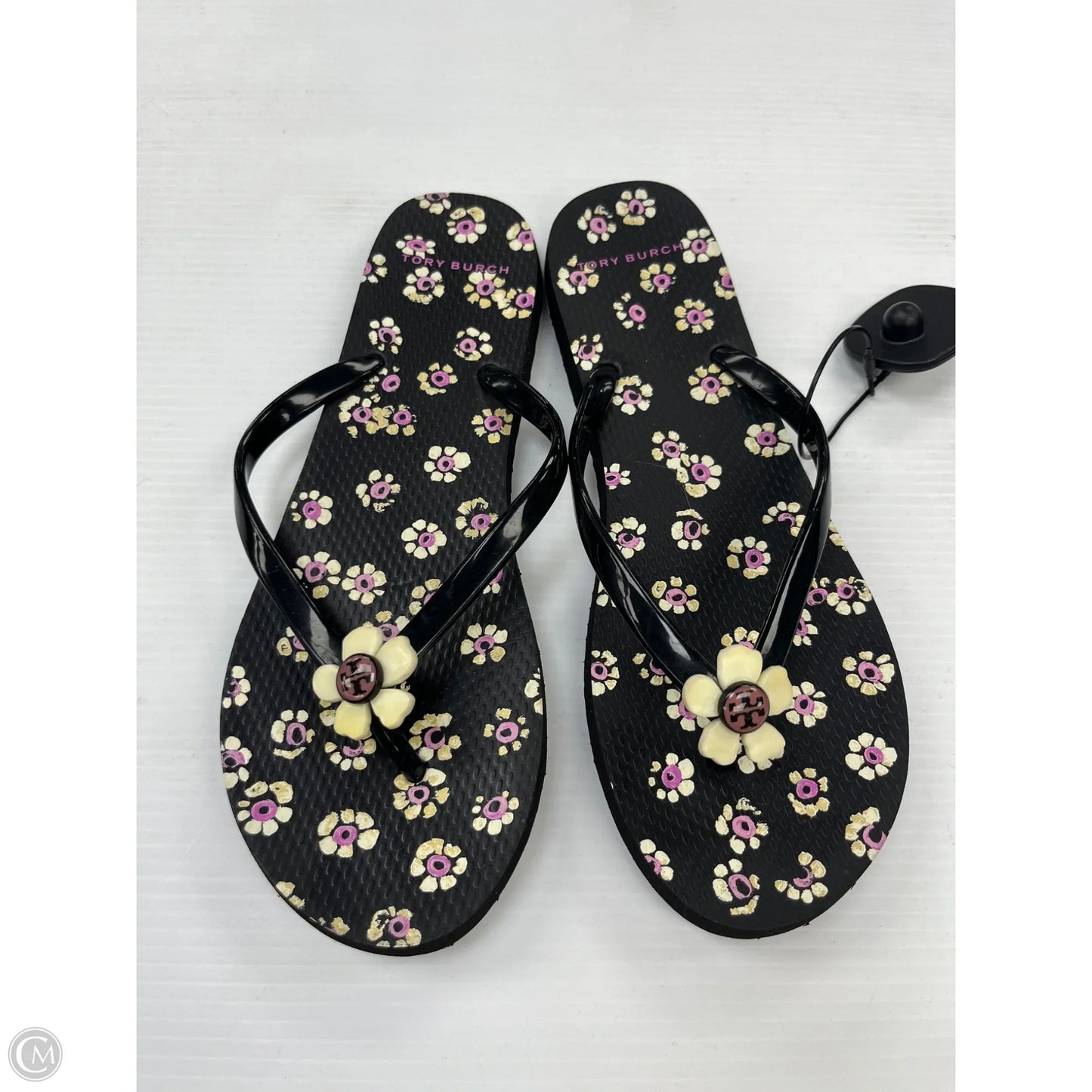 Sandals Designer By Tory Burch In Black & Purple, Size: 10