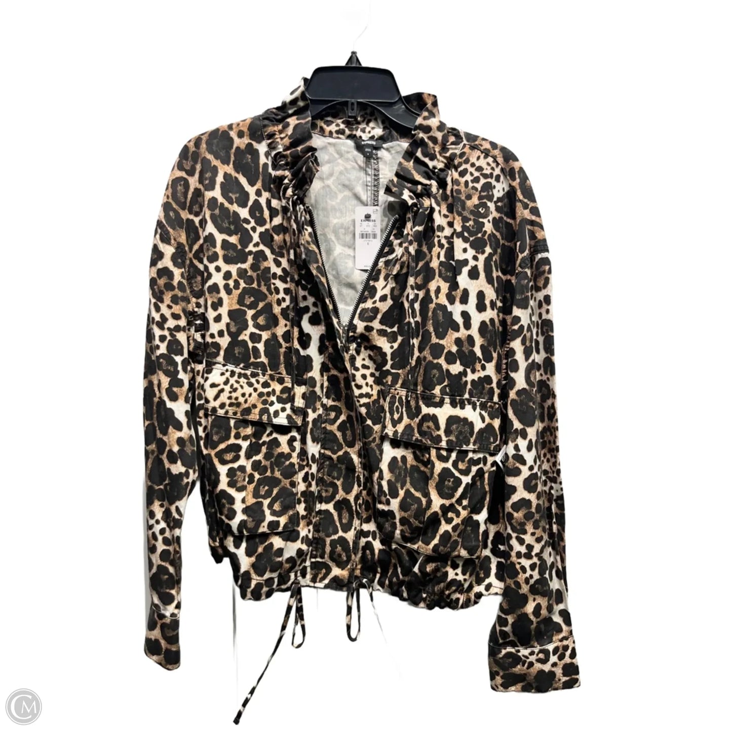 Jacket Utility By Express In Animal Print, Size: S