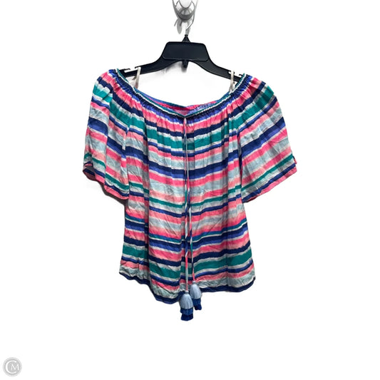 Top Short Sleeve Designer By Lilly Pulitzer In Blue & Pink, Size: S