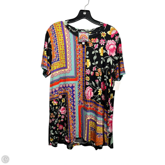 Top Short Sleeve By Johnny Was In Black & Red, Size: M