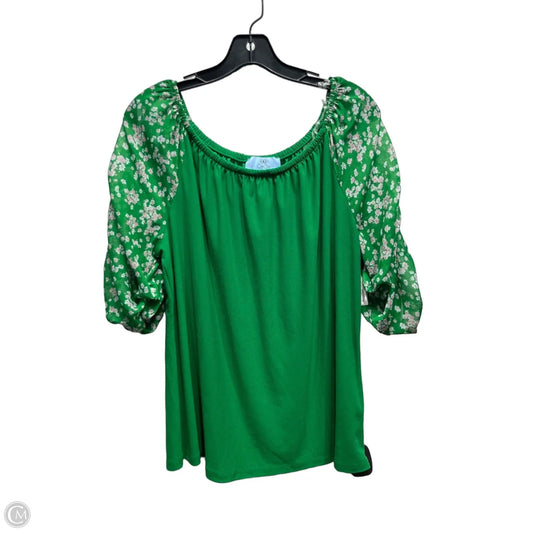 Top 3/4 Sleeve By Cece In Green & Pink, Size: L