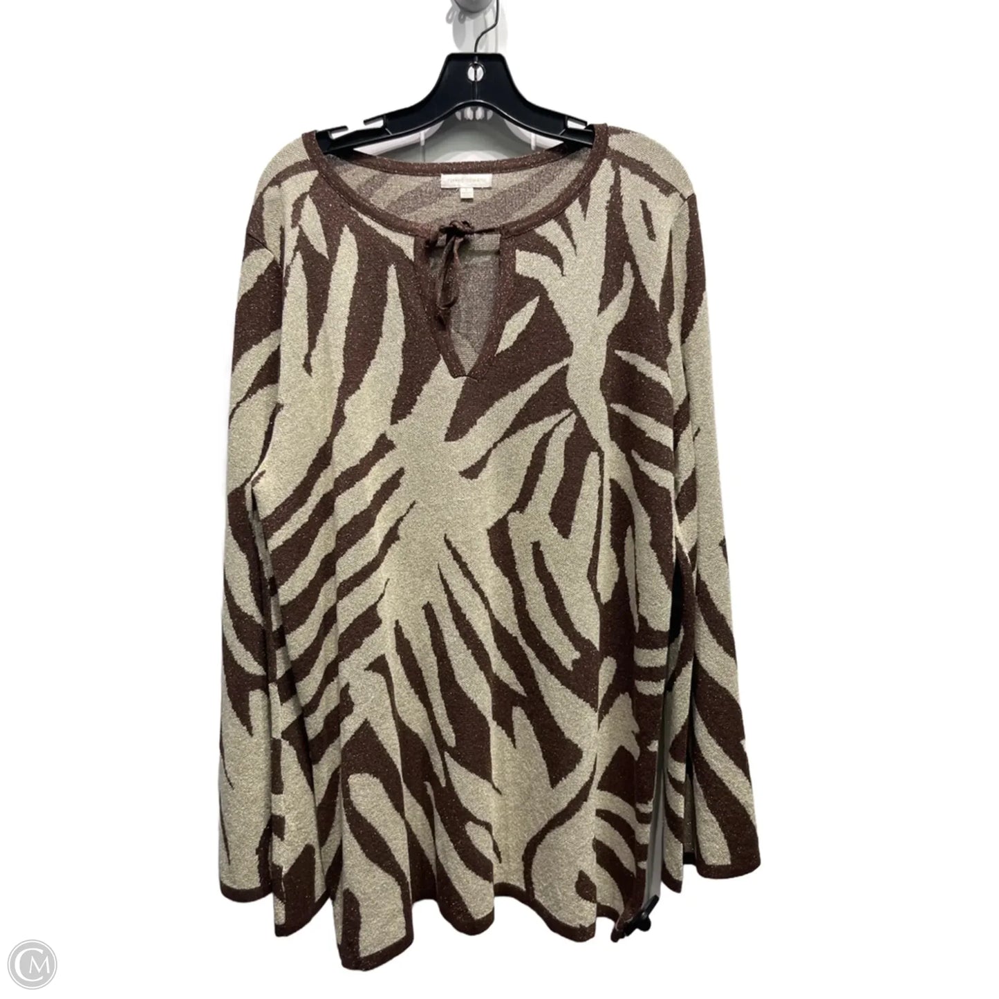 Sweater By Flying Tomato In Brown & Tan, Size: L