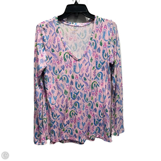 Top Long Sleeve Designer By Lilly Pulitzer In Blue & Pink, Size: S