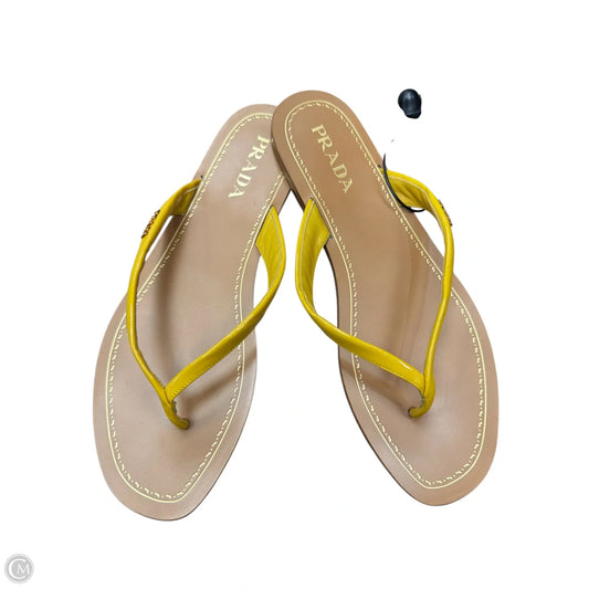 Sandals Luxury Designer By Prada In Yellow, Size: 10.5