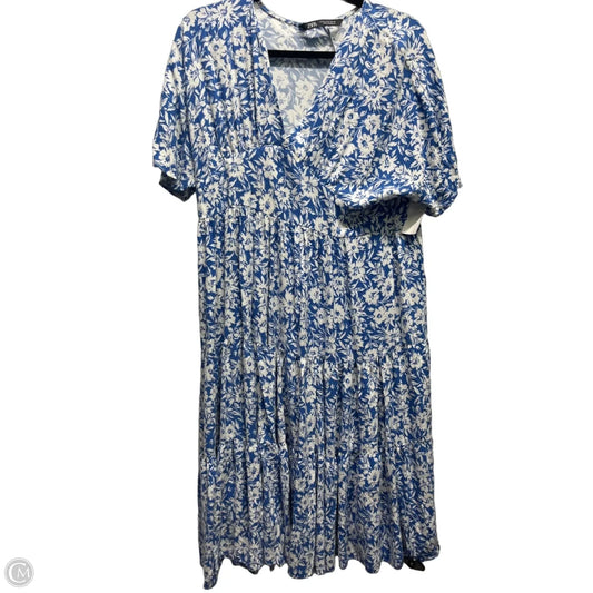 Dress Casual Short By Zara In Blue & White, Size: M