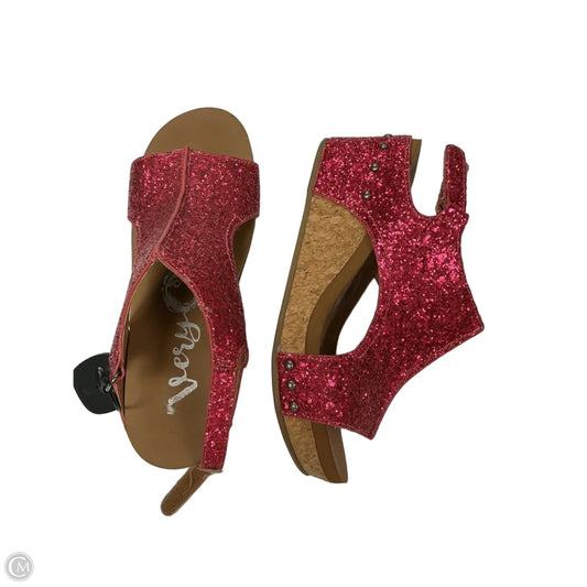 Sandals Heels Wedge By Very G In Pink, Size: 9.5