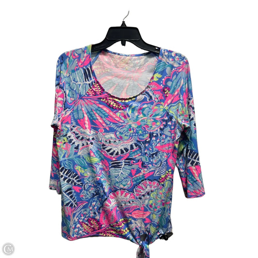 Top Long Sleeve Designer By Lilly Pulitzer In Blue & Pink, Size: L