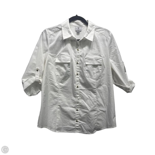 Top Short Sleeve By Worthington In White, Size: L