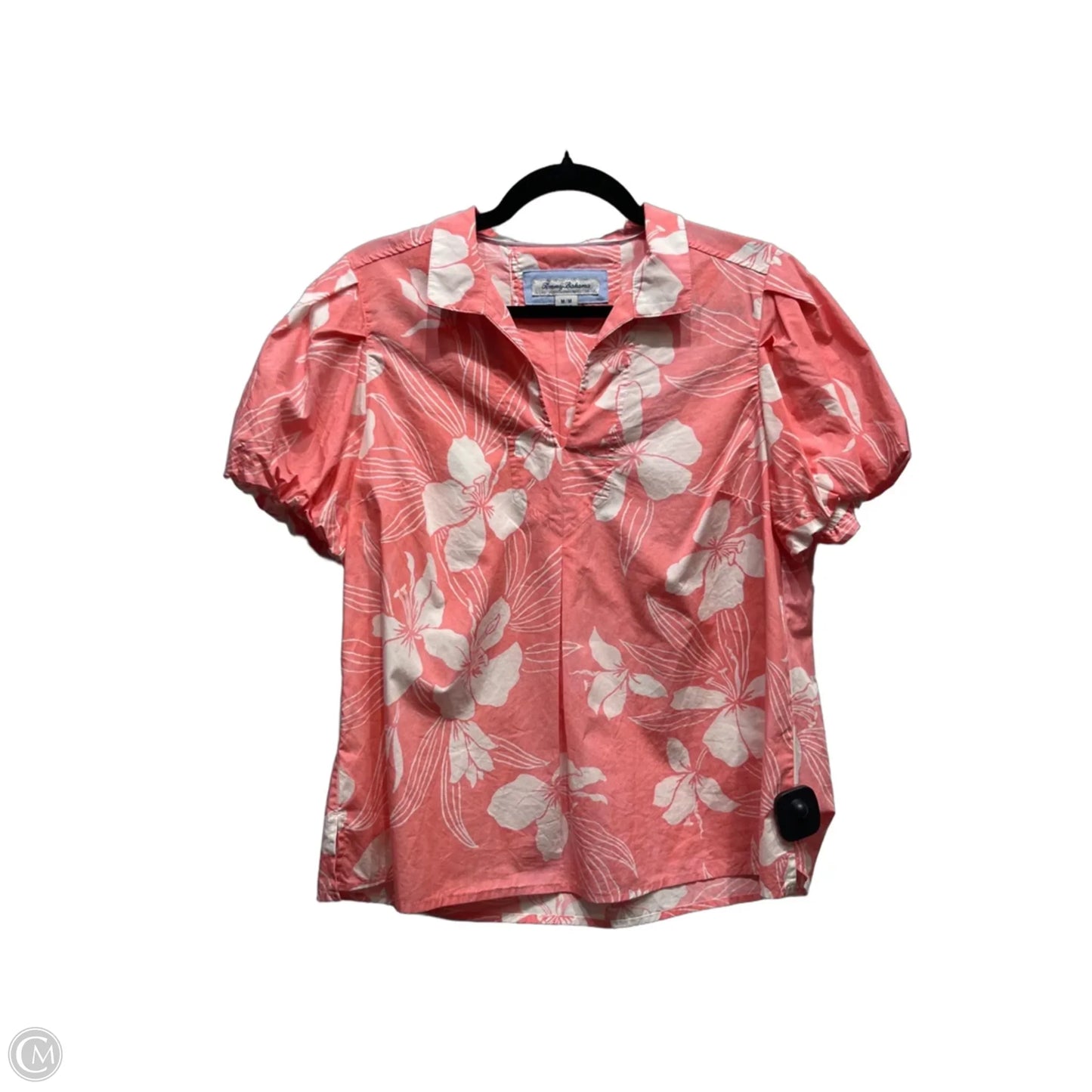 Top Short Sleeve By Tommy Bahama In Pink & White, Size: M