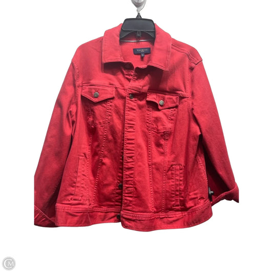 Jacket Denim By Talbots In Red, Size: 2x