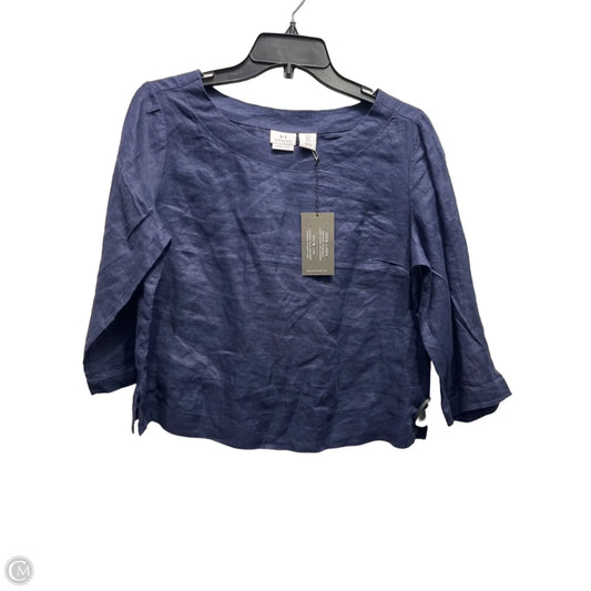 Top 3/4 Sleeve Designer By Halston In Navy, Size: S