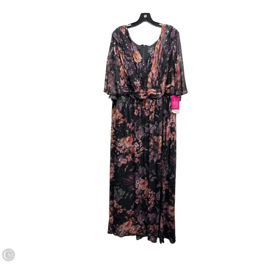 Dress Party Long By Adrianna Papell In Black & Purple, Size: 22