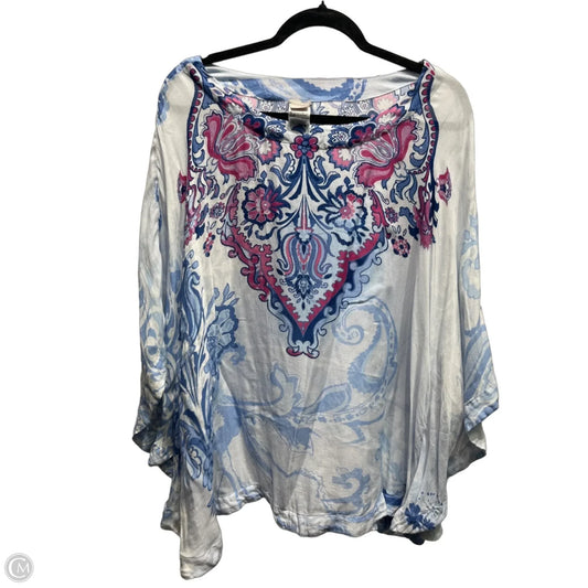 Tunic Short Sleeve By Chicos In Blue & Pink, Size: Xl