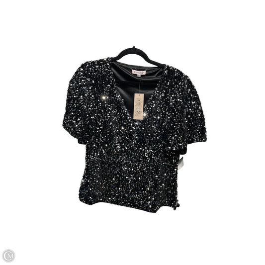 Blouse Short Sleeve By Nanette By Nanette Lepore In Black & Silver, Size: L