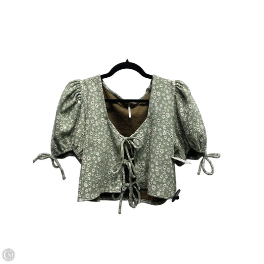 Top Short Sleeve By Free People In Cream & Green, Size: M