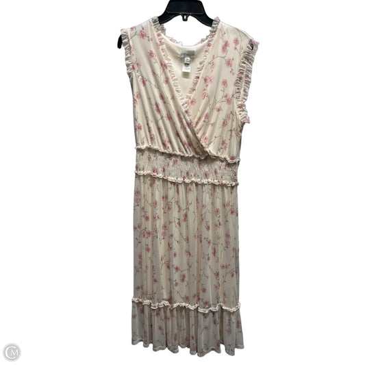 Dress Casual Midi By Kate And Lily In Pink & White, Size: Xl