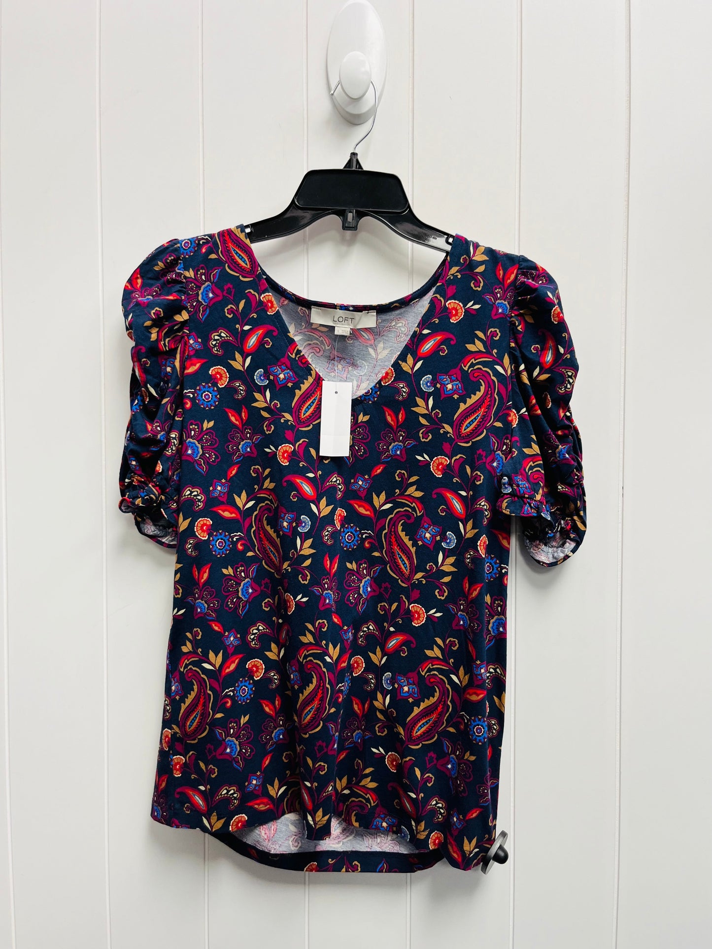 Blue & Purple Top Short Sleeve Loft, Size S