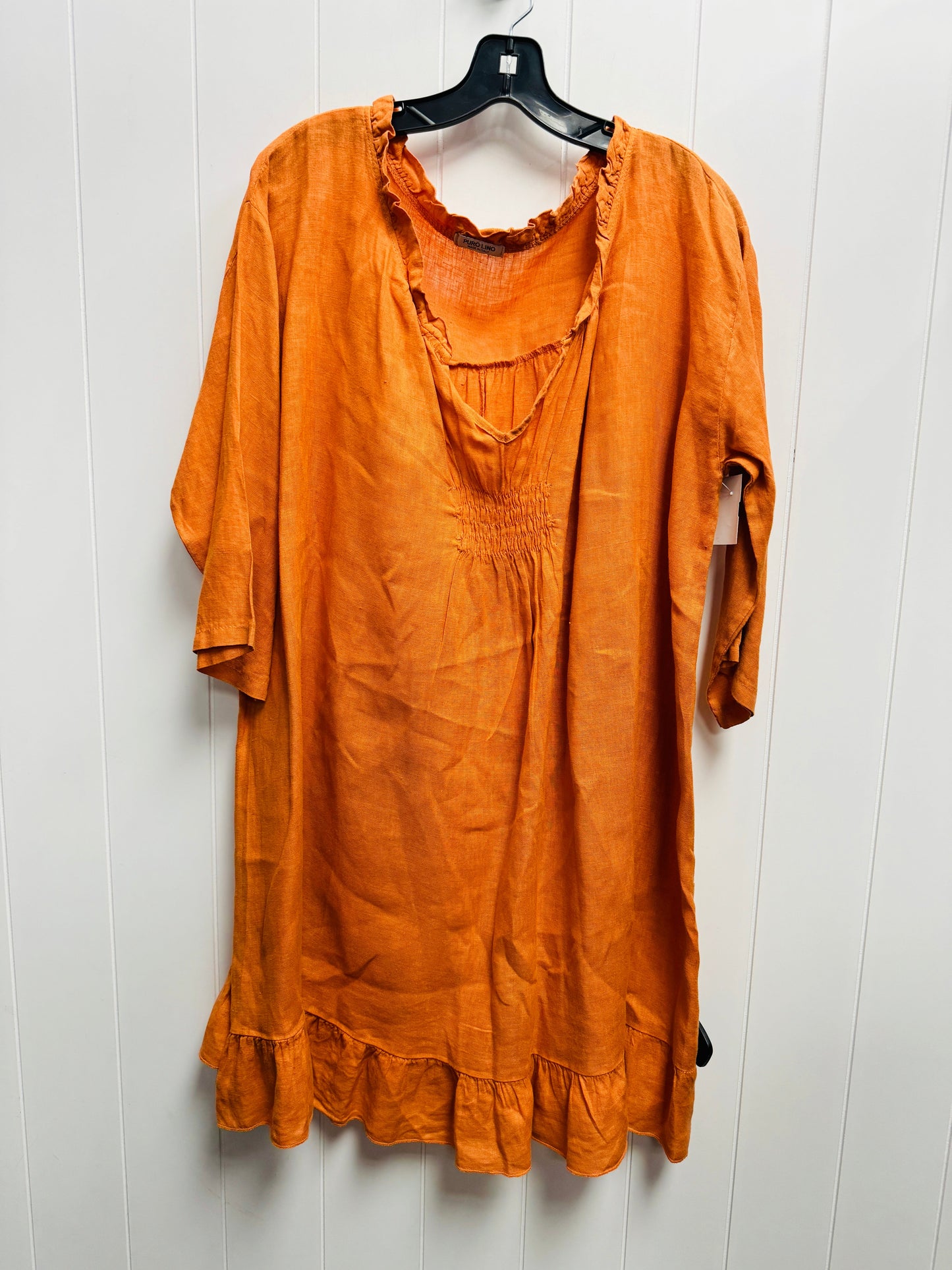 Dress Casual Short By puro lino  In Orange, Size: Xl