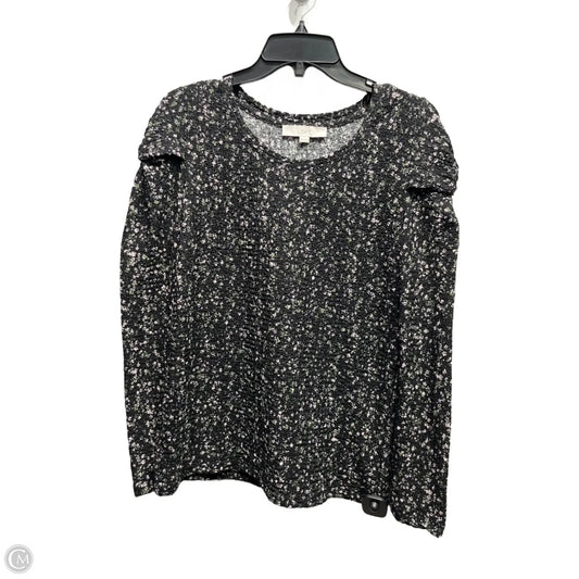 Top Long Sleeve By Loft In Black & Pink, Size: M