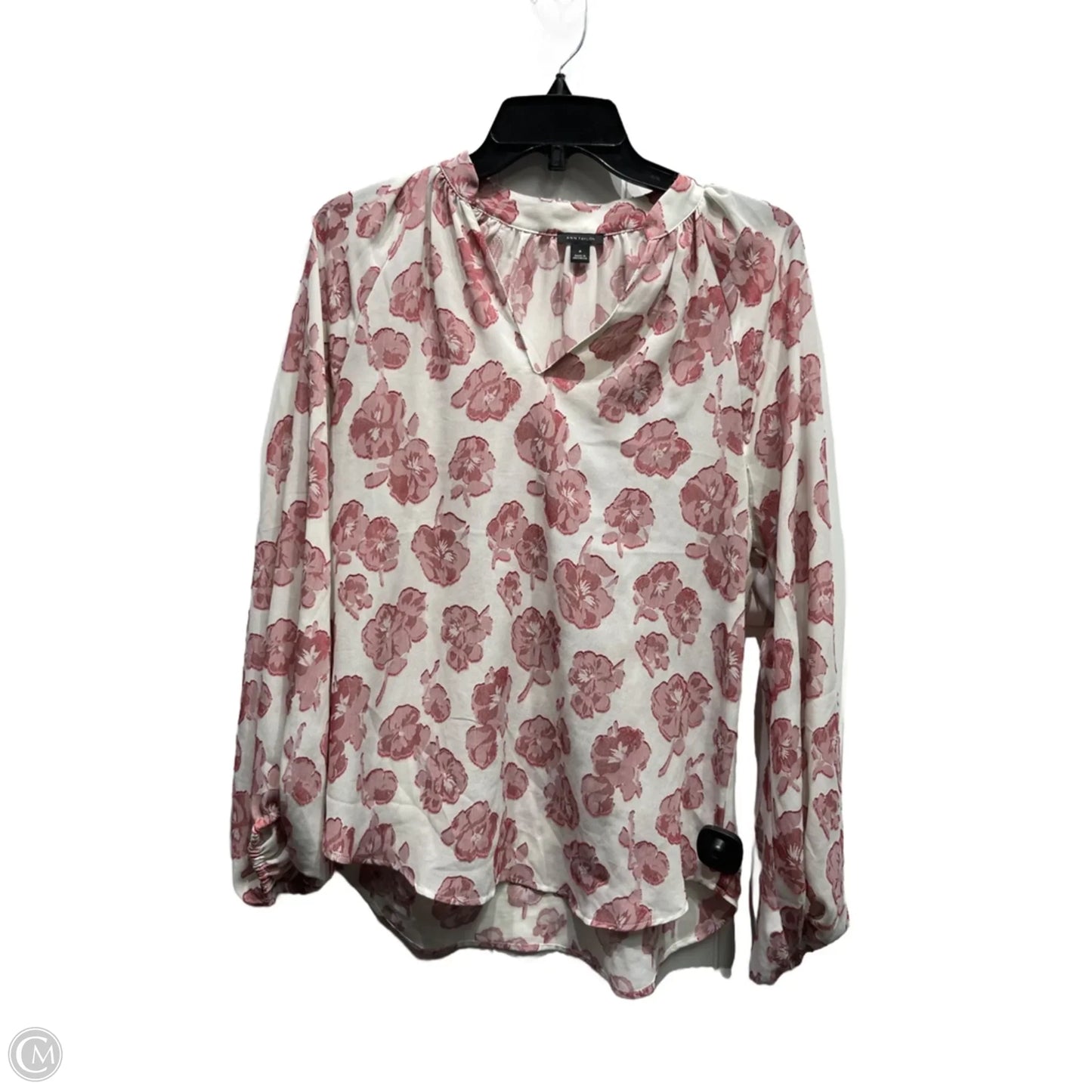 Top Long Sleeve By Ann Taylor In Red & White, Size: M