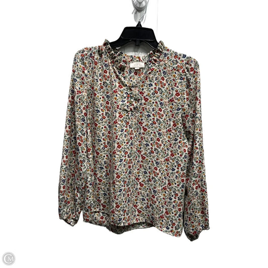 Top Long Sleeve By Loft In Blue & Red, Size: M