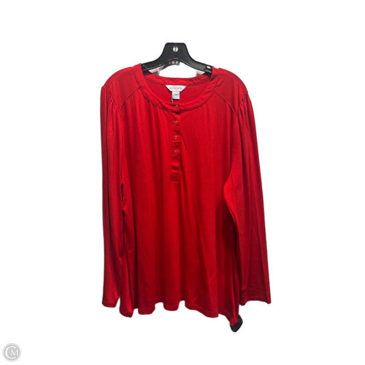 Top Long Sleeve By Liz Claiborne In Red, Size: 1x