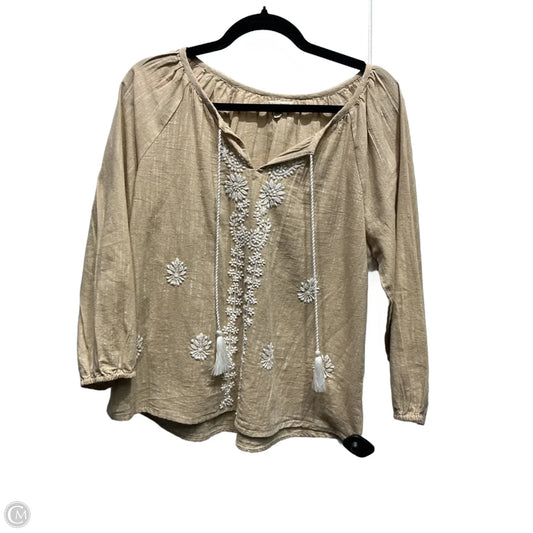 Top Long Sleeve By World Market In Brown, Size: S