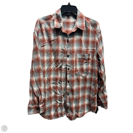 Top Long Sleeve By Wild Fable In Grey & Orange, Size: M