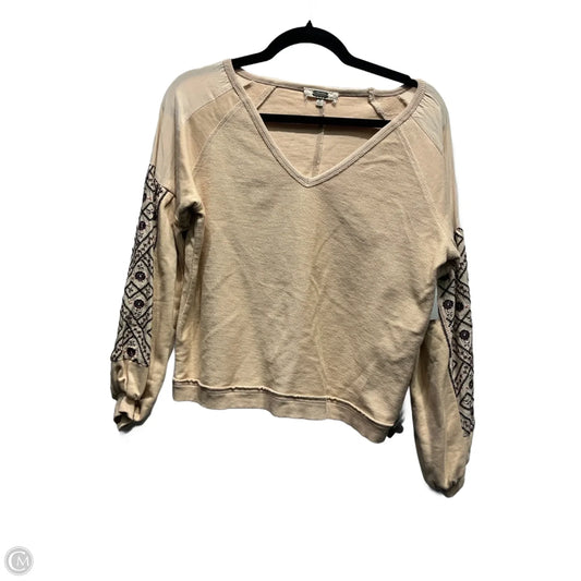 Top Long Sleeve By Gimmicks In Tan, Size: S
