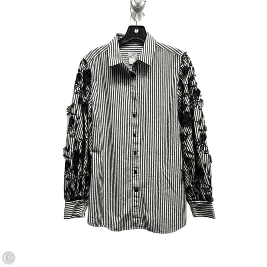 Top Long Sleeve By Chicos In Black & White, Size: 4