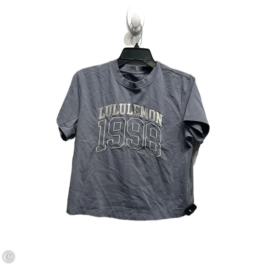 Athletic Top Short Sleeve By Lululemon In Grey, Size: S