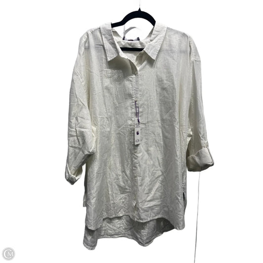 Top Long Sleeve By Gloria Vanderbilt In Silver & White, Size: 3x