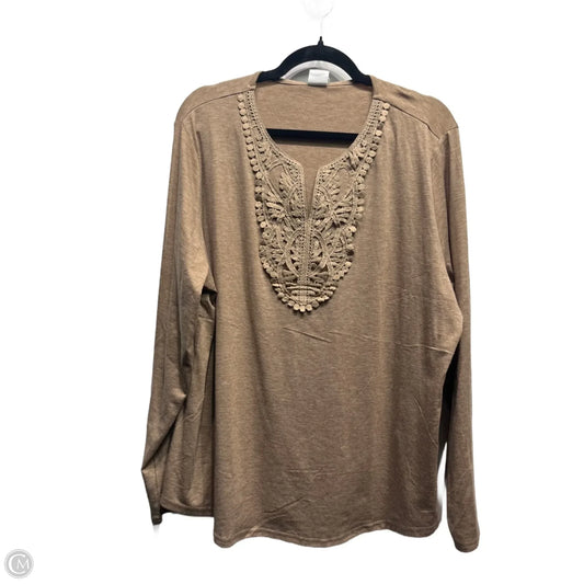 Top Long Sleeve By xieerduo In Brown, Size: Xxl