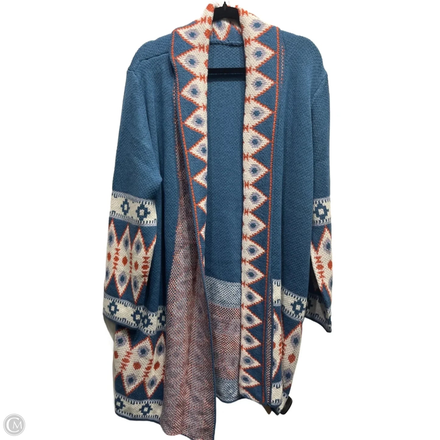 Sweater Cardigan By Bloomchic In Blue & Orange, Size: Xl