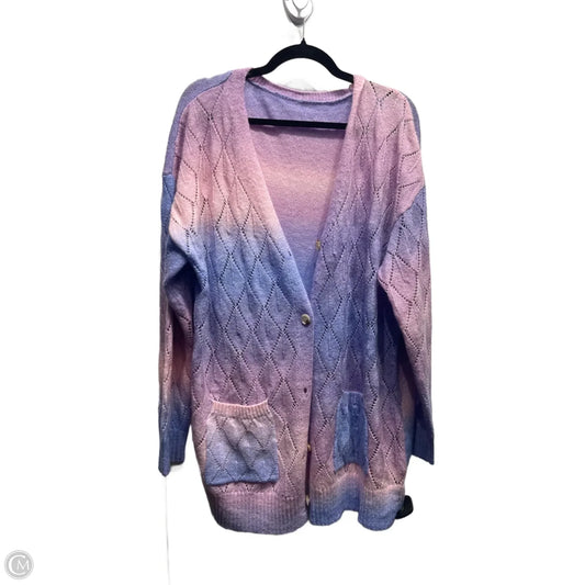 Sweater Cardigan By Bloomchic In Pink & Purple, Size: Xl
