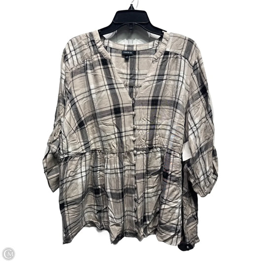 Top Long Sleeve By Torrid In Black & Grey, Size: 3x